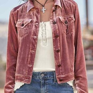 Sundance Dusty Rose Velvet Button-Up Jacket